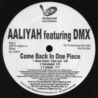 画像3: AALIYAH / COME BACK IN ONE PIECE (US-PROMO)