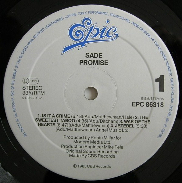 SADE / PROMISE (UK-LP) - SOURCE RECORDS (ソースレコード）